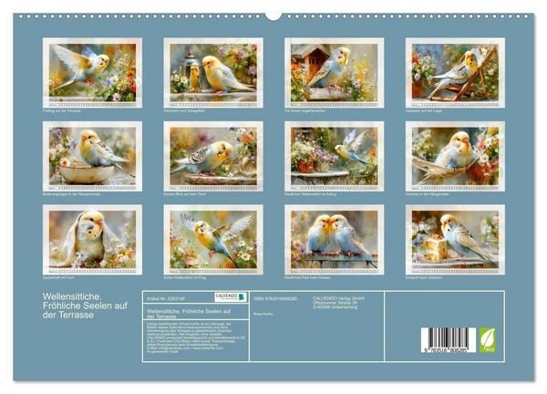Produktbild: Wellensittiche. Fr&ouml;hliche Seelen auf der Terrasse (hochwertiger Premium Wandkalender 2027 DIN A2 quer), Kunstdruck in Hochglanz