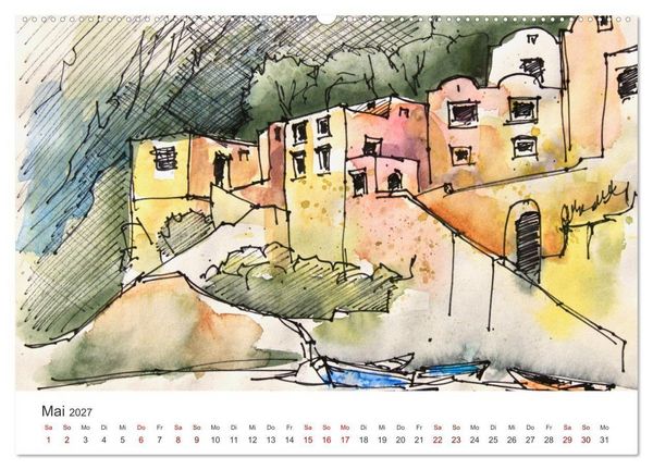 Produktbild: Italienische Reiseskizzen (Wandkalender 2027 DIN A2 quer), CALVENDO Monatskalender