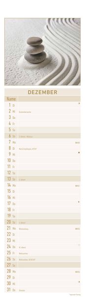 Produktbild: Streifenplaner Mini Zen 2026 - Streifen-Kalender 9,5x33 cm - Harmonie und Achtsamkeit - Wandplaner - Küchenkalender - Alpha Edition