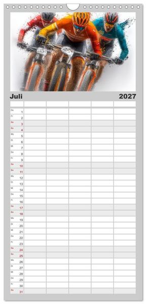 Produktbild: Familienplaner 2027 - Radsport &ndash; Vom Training zum Triumph mit 5 Spalten (Wandkalender, 21 x 45 cm) CALVENDO