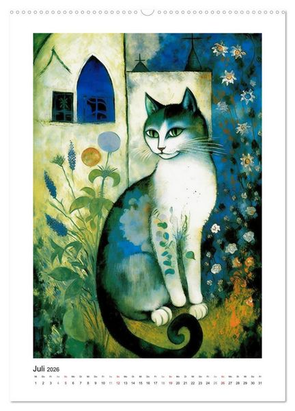 Produktbild: Katzengem&auml;lde (Wandkalender 2026 DIN A2 hoch), CALVENDO Monatskalender