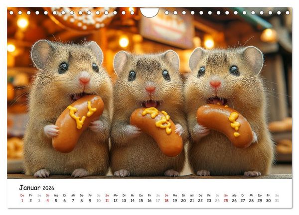 Produktbild: Hamster im Freizeitpark - Lustiger Kalender mit Jahrmarkt-Motiven (Wandkalender 2026 DIN A4 quer), CALVENDO Monatskalender