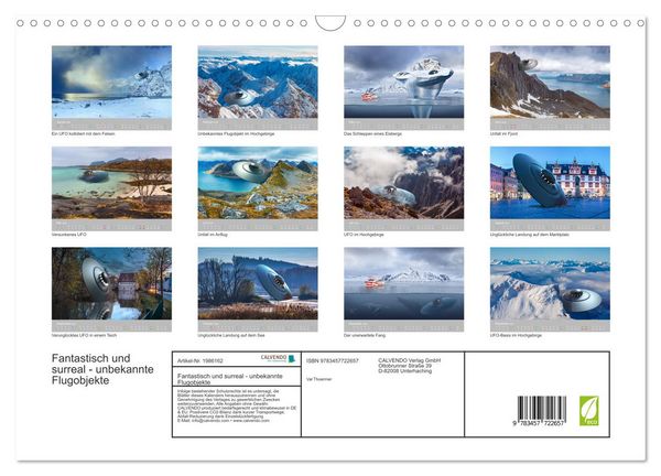 Produktbild: Fantastisch und surreal - unbekannte Flugobjekte (Wandkalender 2026 DIN A3 quer), CALVENDO Monatskalender