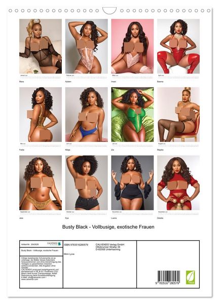 Produktbild: Busty Black - Vollbusige, exotische Frauen (Wandkalender 2026 DIN A3 hoch), CALVENDO Monatskalender