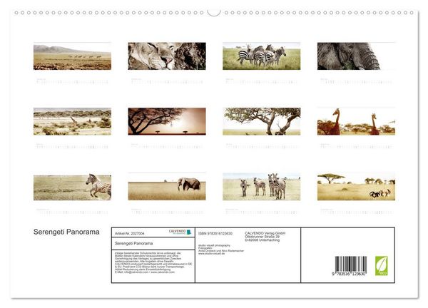 Produktbild: Serengeti Panorama (hochwertiger Premium Wandkalender 2026 DIN A2 quer), Kunstdruck in Hochglanz