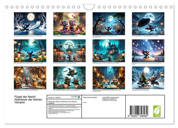Produktbild: Fl&uuml;gel der Nacht: Abenteuer der kleinen Vampire (Wandkalender 2026 DIN A4 quer), CALVENDO Monatskalender