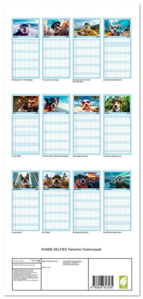 Produktbild: Familienplaner 2026 - HUNDE-SELFIES Tierischer Outdoorspa&szlig; mit 5 Spalten (Wandkalender, 21 x 45 cm) CALVENDO