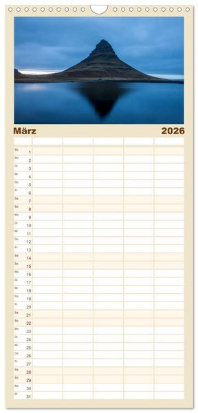 Produktbild: Familienplaner 2026 - Island - Land aus Feuer und Eis mit 5 Spalten (Wandkalender, 21 x 45 cm) CALVENDO