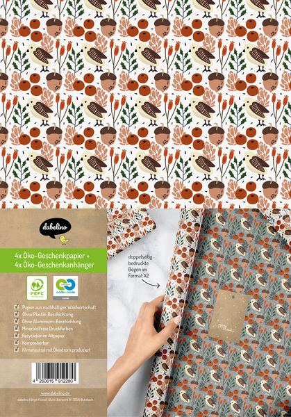 Produktbild: Geschenkpapier Set Weihnachten f&uuml;r Erwachsene: V&ouml;gel (retro, skandinavischer Stil, edel, grau, wei&szlig;)
