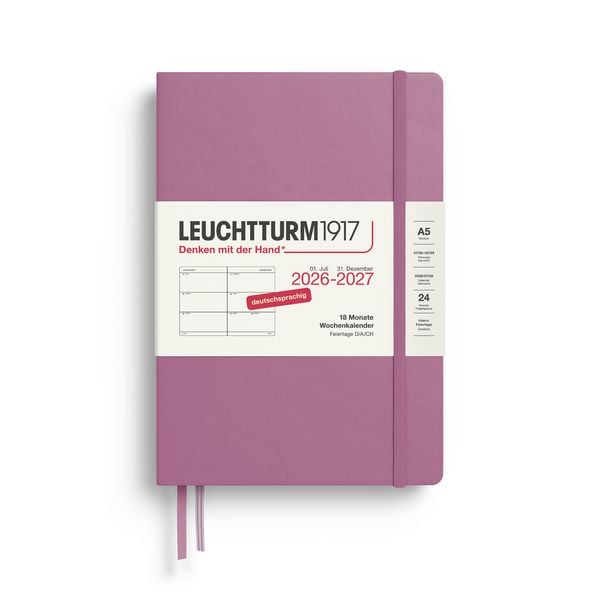 Produktbild: Wochenkalender Medium (A5) 2027, 18 Monate, Dusty Rose, Deutsch