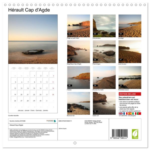 Produktbild: H&eacute;rault Cap d'Agde (Calendrier mural carr&eacute; 2026 30x30 cm) Calendrier double avec une page pour vos prises de notes