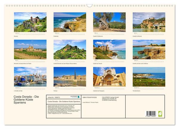 Produktbild: Costa Dorada - Die Goldene K&uuml;ste Spaniens (Wandkalender 2026 DIN A2 quer), CALVENDO Monatskalender