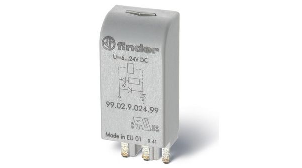 Produktbild: Finder Steckmodul mit LED, mit Varistor 99.02.0.230.98 Leuchtfarben: Gr&uuml;n Passend f&uuml;r Modell (Relais): 90.02, 90.03, Finder 92