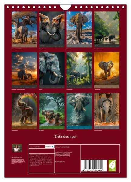 Produktbild: Elefantisch gut (Wandkalender 2026 DIN A4 hoch), CALVENDO Monatskalender