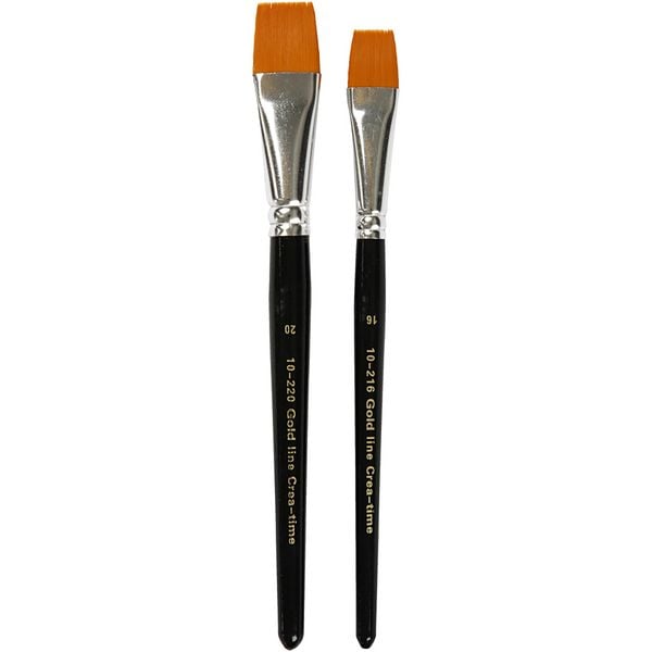 Produktbild: Creativ Company Gold Line Pinsel, Nr. 16+20, L 19-20 cm, B 17-24 mm, Flach, 2 Stk