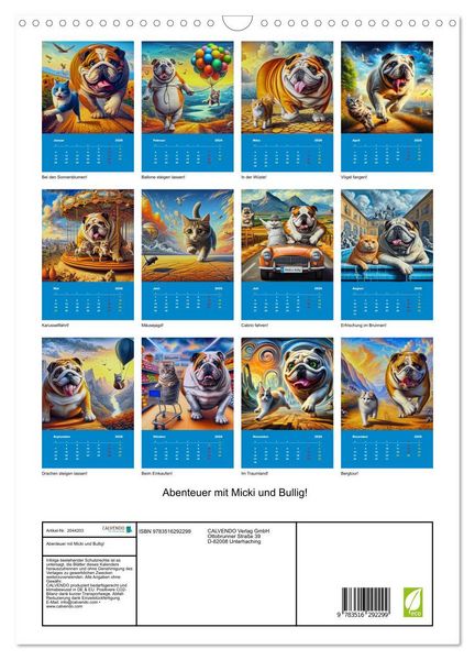 Produktbild: Abenteuer mit Micki und Bullig! (Wandkalender 2026 DIN A3 hoch), CALVENDO Monatskalender