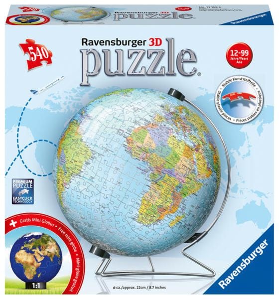 3D Puzzle Ravensburger Globus in deutscher Sprache 540 Teile