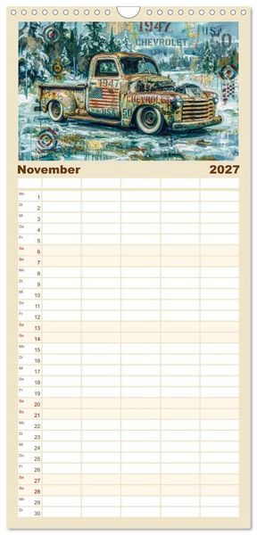 Produktbild: Familienplaner 2027 - Patina und PS mit 5 Spalten (Wandkalender, 21 x 45 cm) CALVENDO