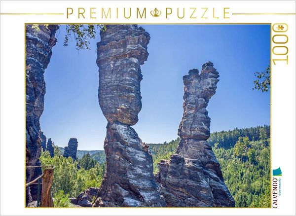 Produktbild: CALVENDO Puzzle S&auml;chsische Schweiz - Herkuless&auml;ulen | 1000 Teile Lege-Gr&ouml;&szlig;e 64x48cm Foto-Puzzle f&uuml;r gl&uuml;ckliche Stunden