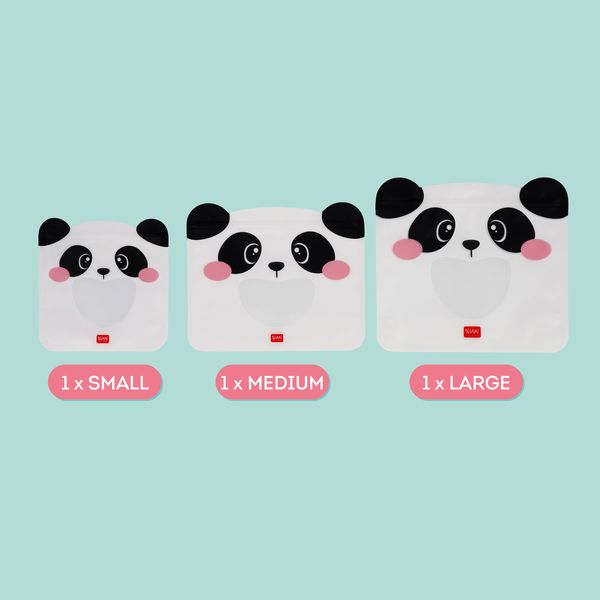 Produktbild: Legami 3er Set wiederverwendbare Snack Taschen - Panda