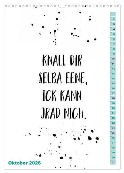 Produktbild: BERLINERISCH Lustige Spr&uuml;che (Wandkalender 2026 DIN A3 hoch), CALVENDO Monatskalender