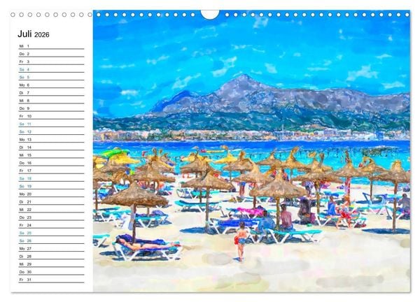 Produktbild: Mallorca - Impressionen in Aquarellfarben (Wandkalender 2026 DIN A3 quer), CALVENDO Monatskalender