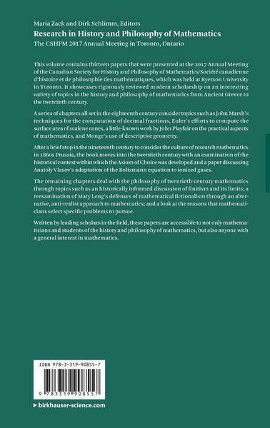 Produktbild: Research in History and Philosophy of Mathematics