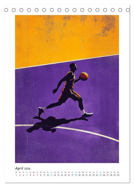 Produktbild: Basketball im Blut (Tischkalender 2026 DIN A5 hoch), CALVENDO Monatskalender