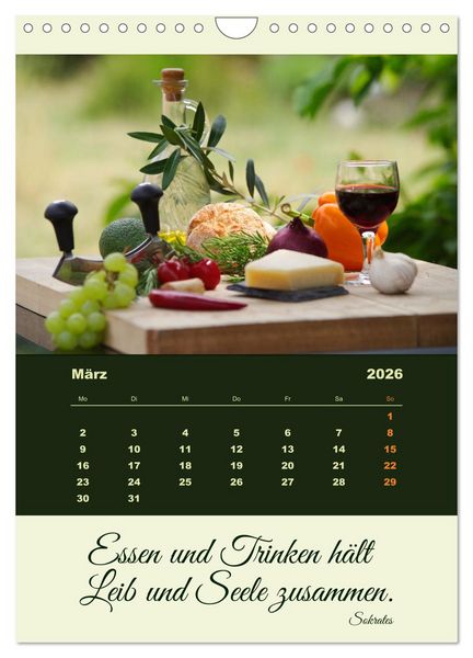 Produktbild: Vegan Ern&auml;hrt - frisches Gem&uuml;se und Obst auf den Tisch (Wandkalender 2026 DIN A4 hoch), CALVENDO Monatskalender