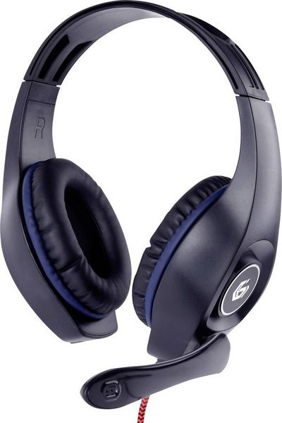 Produktbild: Gembird GHS-05-B On Ear Headset kabelgebunden Stereo Schwarz, Blau Lautst&auml;rkeregelung Gaming