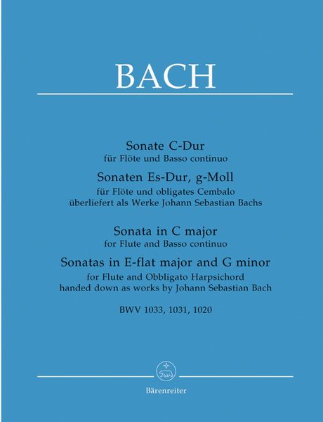 Produktbild: Drei Sonaten f&uuml;r Fl&ouml;te und Klavier BWV 1020, 1031, 1033 (Bach zugeschrieben)