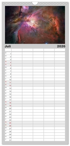 Produktbild: Familienplaner 2026 - Hubble - 35 Jahre atemberaubende Aufnahmen mit 5 Spalten (Wandkalender, 21 x 45 cm) CALVENDO