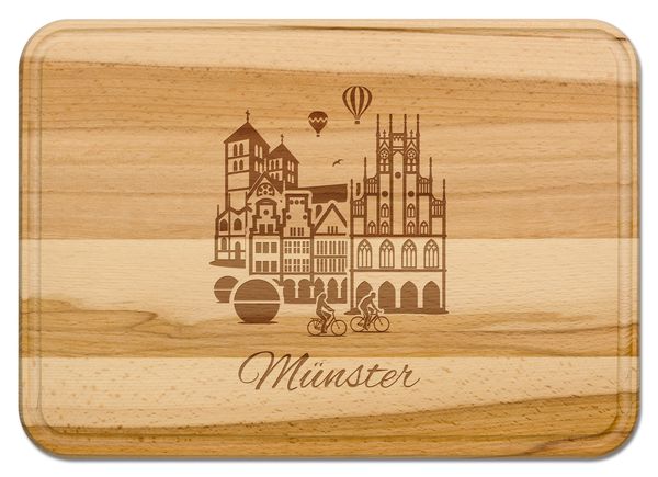 Produktbild: Buchenholz Schneidebrett 35x25cm, Motiv M&uuml;nster
