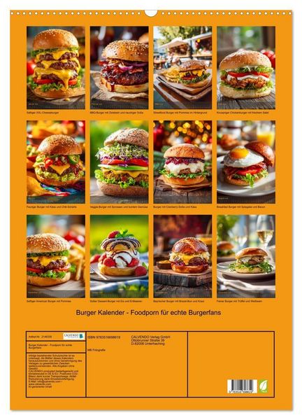 Produktbild: Burger Kalender - Foodporn f&uuml;r echte Burgerfans (Wandkalender 2026 DIN A2 hoch), CALVENDO Monatskalender