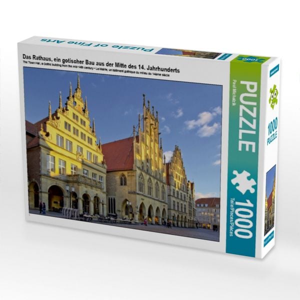 Produktbild: CALVENDO Puzzle Das Rathaus, ein gotischer Bau aus der Mitte des 14. Jahrhunderts | 1000 Teile Lege-Gr&ouml;&szlig;e 64x48cm Foto-Puzzle f&uuml;r gl&uuml;ckliche Stunden