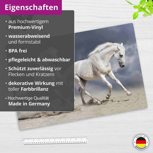 Produktbild: Cover-your-desk Schreibtischunterlage f&uuml;r Kinder und Erwachsene Galoppierende Pferde - wei&szlig;e Schimmel, aus hochwertigem Vinyl , 60 x 40 cm