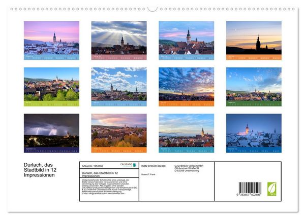 Produktbild: Durlach, das Stadtbild in 12 Impressionen (hochwertiger Premium Wandkalender 2026 DIN A2 quer), Kunstdruck in Hochglanz