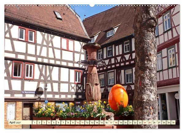 Produktbild: Bensheim an der Bergstra&szlig;e Mandelbl&uuml;te, Wein und Fachwerk (Wandkalender 2027 DIN A2 quer), CALVENDO Monatskalender