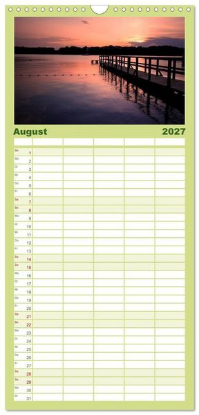 Produktbild: Familienplaner 2027 - Mecklenburgische Seenplatte - zum Tr&auml;umen sch&ouml;n mit 5 Spalten (Wandkalender, 21 x 45 cm) CALVENDO
