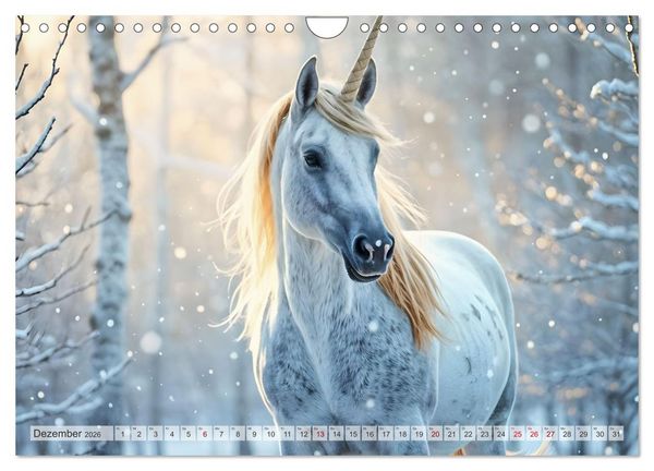 Produktbild: Einhorn Zauberwelt - Die m&auml;rchenhafte Welt der KI Einh&ouml;rner (Wandkalender 2026 DIN A4 quer), CALVENDO Monatskalender
