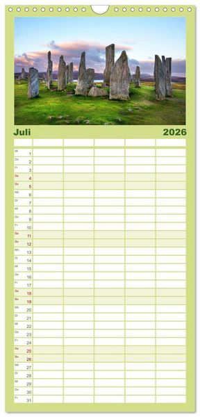 Produktbild: Familienplaner 2026 - Schottland zum Verlieben mit 5 Spalten (Wandkalender, 21 x 45 cm) CALVENDO