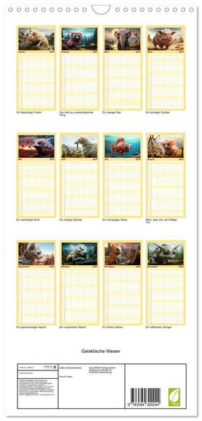 Produktbild: Familienplaner 2027 - Galaktische Wesen mit 5 Spalten (Wandkalender, 21 x 45 cm) CALVENDO