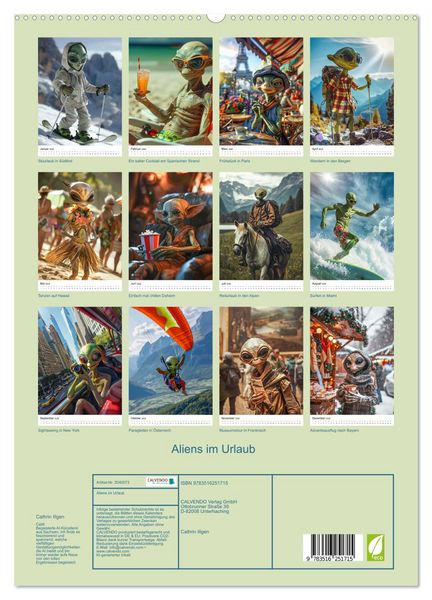 Produktbild: Aliens im Urlaub (hochwertiger Premium Wandkalender 2026 DIN A2 hoch), Kunstdruck in Hochglanz