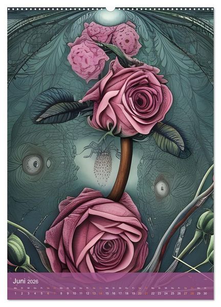Produktbild: Rosige Aussichten - Diese Blumen beobachten dich auf Schritt und Tritt (hochwertiger Premium Wandkalender 2026 DIN A2 hoch), Kunstdruck in Hochglanz