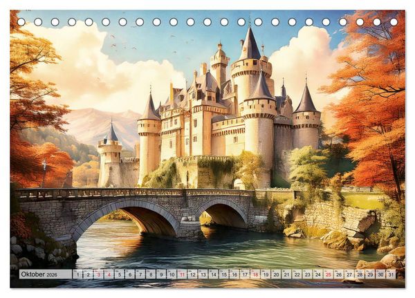 Produktbild: Romantische Ritterburgen (Tischkalender 2026 DIN A5 quer), CALVENDO Monatskalender