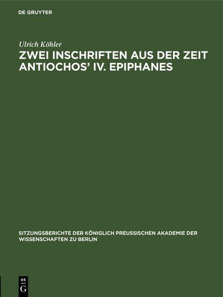 Produktbild: Zwei Inschriften aus der Zeit Antiochos' IV. Epiphanes