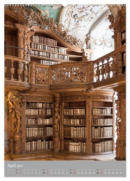 Produktbild: Waldsassen Stiftsbibliothek (hochwertiger Premium Wandkalender 2027 DIN A2 hoch), Kunstdruck in Hochglanz