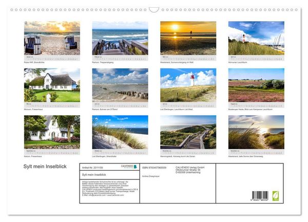 Produktbild: Sylt mein Inselblick (Wandkalender 2026 DIN A2 quer), CALVENDO Monatskalender