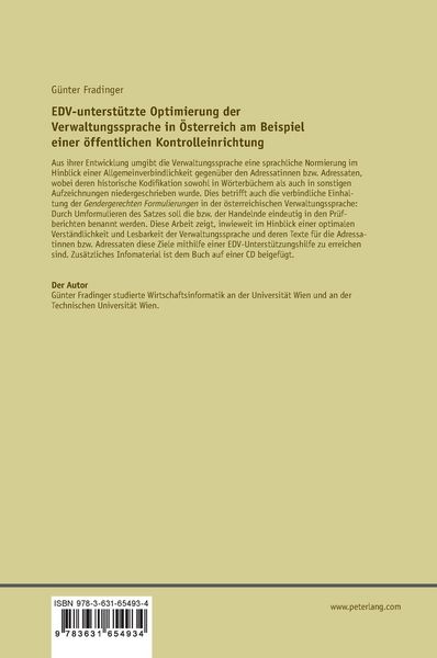Produktbild: EDV-unterst&uuml;tzte Optimierung der Verwaltungssprache in &Ouml;sterreich am Beispiel einer einer &ouml;ffentlichen Kontrolleinrichtung