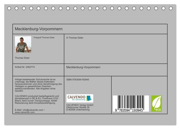 Produktbild: Mecklenburg-Vorpommern (Tischkalender 2027 DIN A5 quer), CALVENDO Monatskalender